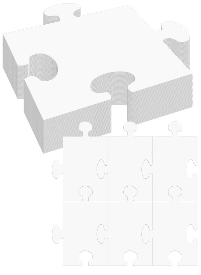 Bornerwhite 8.5x8.9'' Large White Blank Puzzle Pieces Oversize White Cardboard Puzzles to Draw on Make Your Own Jigsaw Puzzle for Classroom Huge Art Display Decor Adult DIY Arts Crafts Projects 40Pcs - Image 1