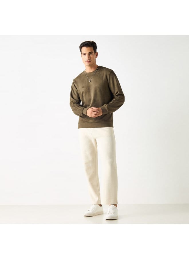 Iconic Iconic Solid Sweatshirt with Round Neck and Long Sleeves  - Image 2