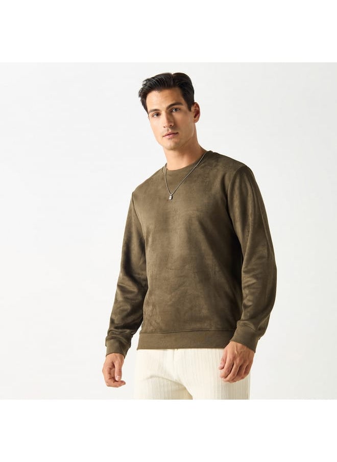 Iconic Iconic Solid Sweatshirt with Round Neck and Long Sleeves  - Image 1