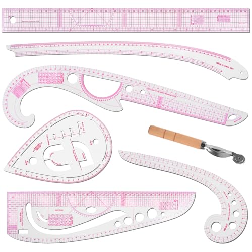 KISEER 7 Pcs Clear Metric Sewing Ruler Set French Curve Pattern Making Ruler Kit for Knitting Tailors Crafting Dress Designers Sewing Beginner Supplies - Image 1