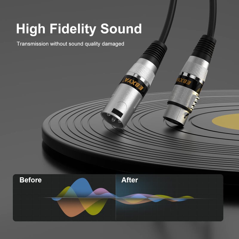 EBXYA كابل EBXYA XLR بطول 50 قدم 2 حزمة، كابل DMX متوازن، كابل ميكروفون 3 دبابيس ذكر إلى أنثى متوافق مع مكبرات الصوت، الخلاطات، إضاءة المسرح - Image 3