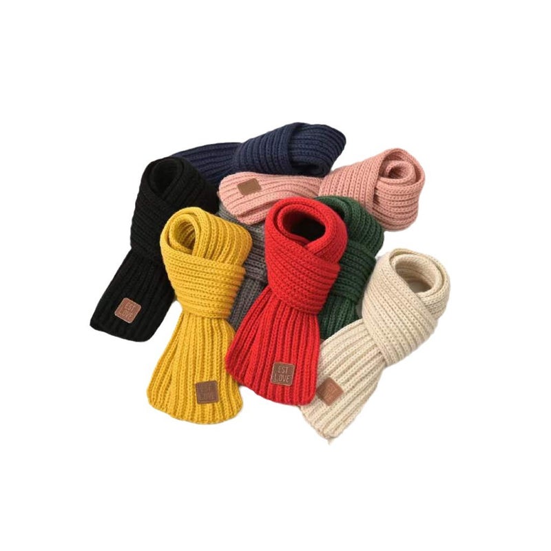 Children's Knitted Scarf, Baby's Warm Neck Warmer, Girls' Woolen Neck Scarf, Boys' Fashionable Solid Color Cold-Proof Neck Wrap - Image 5