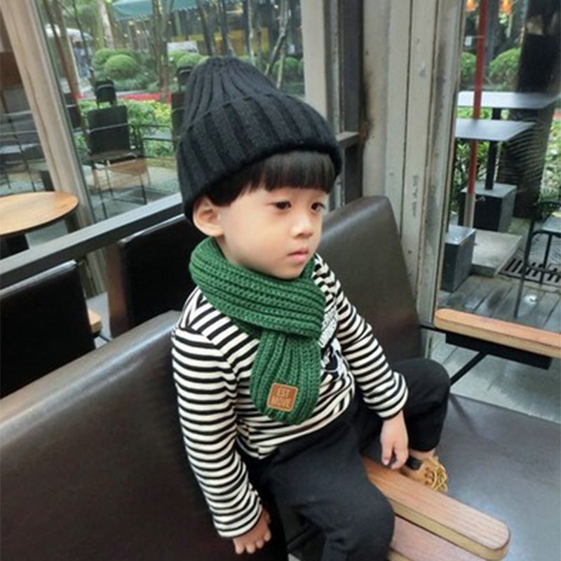 Children's Knitted Scarf, Baby's Warm Neck Warmer, Girls' Woolen Neck Scarf, Boys' Fashionable Solid Color Cold-Proof Neck Wrap - Image 3