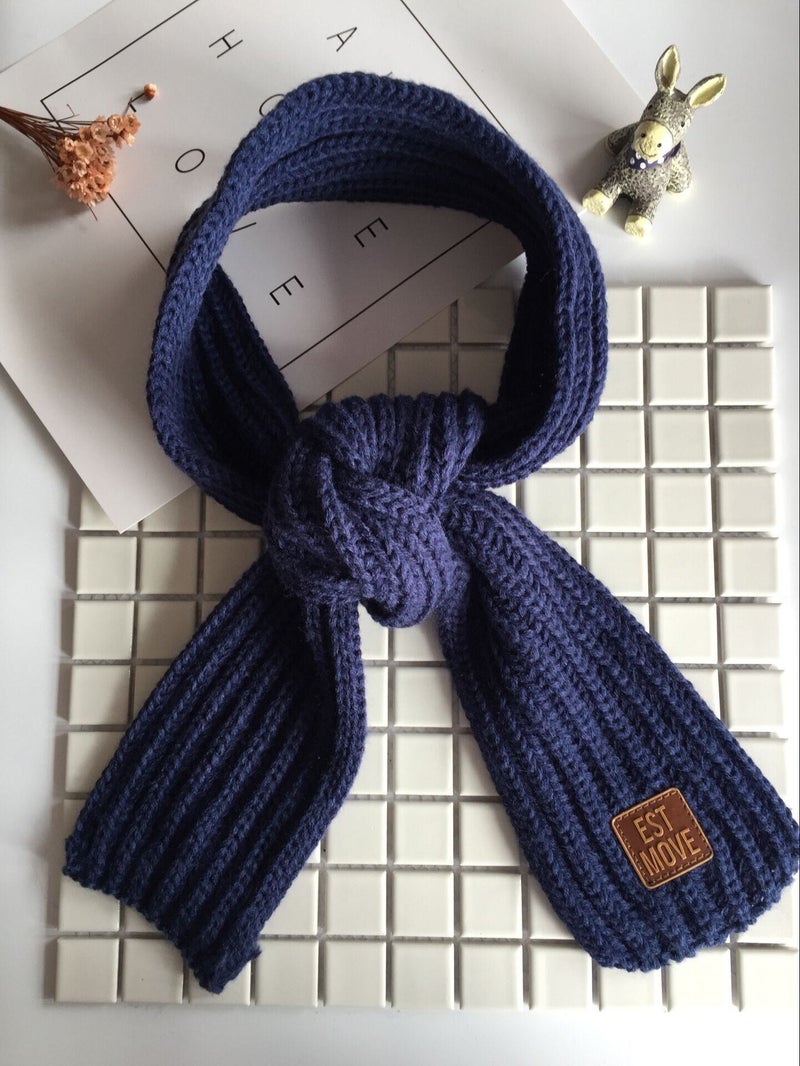Children's Knitted Scarf, Baby's Warm Neck Warmer, Girls' Woolen Neck Scarf, Boys' Fashionable Solid Color Cold-Proof Neck Wrap - Image 1