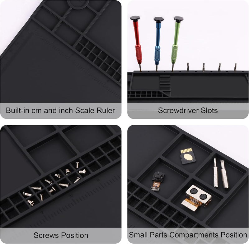 HPFIX Premium Heat Resistant 932°F 22"x 14.2" Magnetic Silicone Soldering Mat Electronics Work Mat for Computer Cell Phone Laptop Repair,BGA Soldering Gun Iron Workbench Protection - Image 5