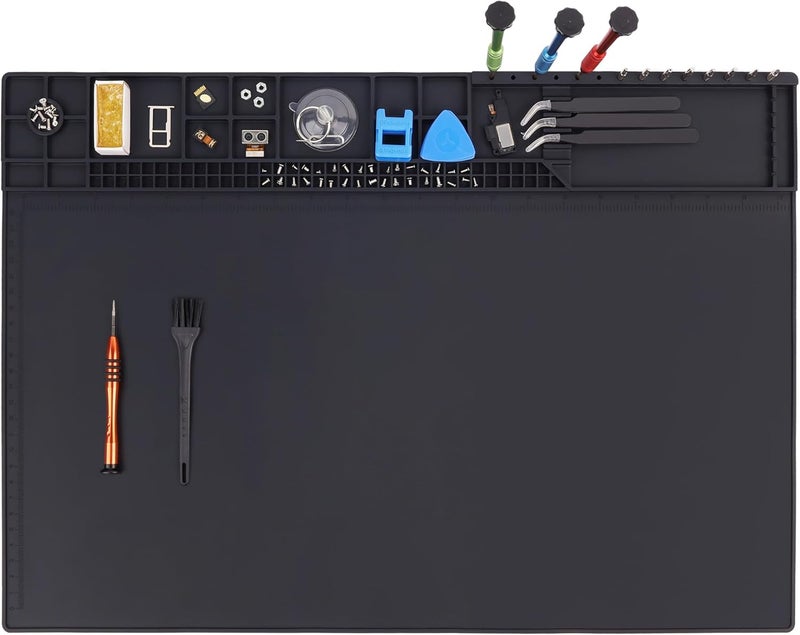 HPFIX Premium Heat Resistant 932°F 22"x 14.2" Magnetic Silicone Soldering Mat Electronics Work Mat for Computer Cell Phone Laptop Repair,BGA Soldering Gun Iron Workbench Protection - Image 1