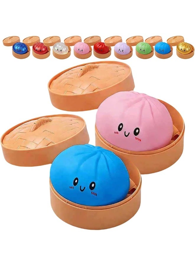QITAI Glitter Dumpling, Glitter Dumpling Squishy with Box, Dumplings Sensory Squeeze Toy for Stress Relief (Blue+Pink) - Image 1
