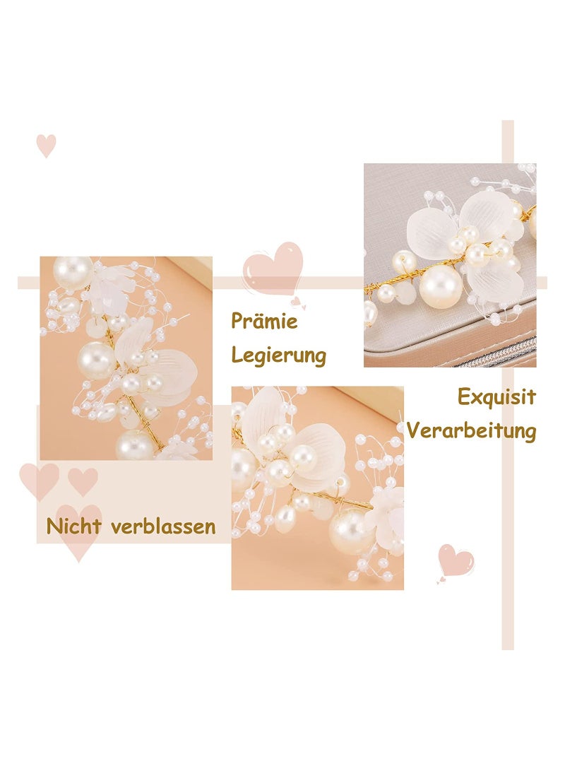 إسكدنيا Flower Pearl Headpiece, Princess Crystal Girl Hair Accessories, Evening Party Flower Crown Headpiece, Wedding Pearl Flower Head Vines, 1 Pcs - Image 3