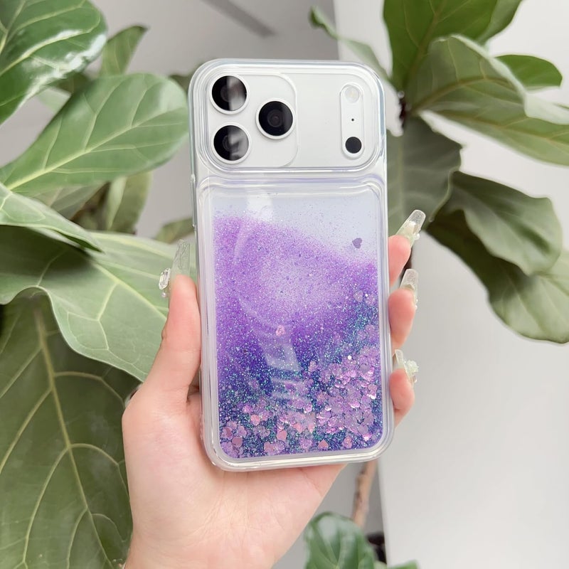 PANDACAMEL Compatible with iPhone Air Case, Purple Glitter Phone Case, Cute Clear Floating Quicksand, Transparent, Anti-Scratch, Yellowing Resistant, Designed for Women Girls Teen - Image 2