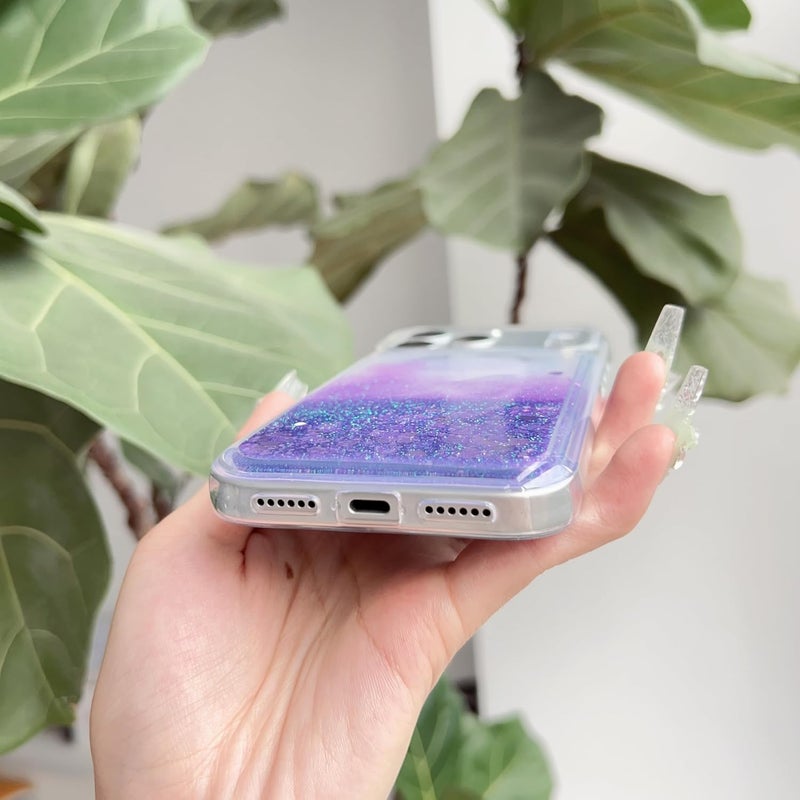 PANDACAMEL Compatible with iPhone Air Case, Purple Glitter Phone Case, Cute Clear Floating Quicksand, Transparent, Anti-Scratch, Yellowing Resistant, Designed for Women Girls Teen - Image 5