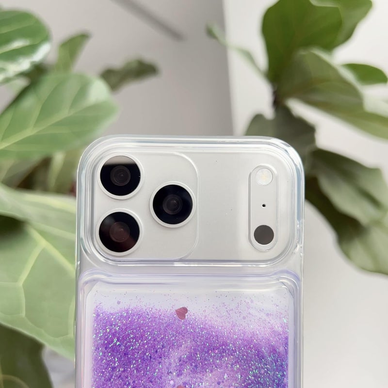 PANDACAMEL Compatible with iPhone Air Case, Purple Glitter Phone Case, Cute Clear Floating Quicksand, Transparent, Anti-Scratch, Yellowing Resistant, Designed for Women Girls Teen - Image 4