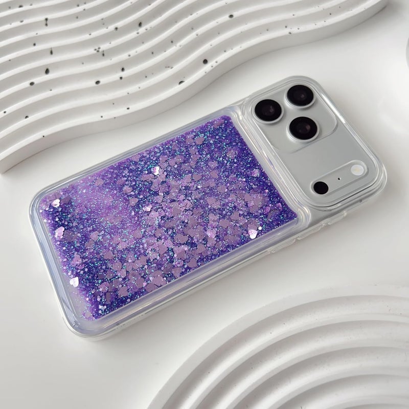 PANDACAMEL Compatible with iPhone Air Case, Purple Glitter Phone Case, Cute Clear Floating Quicksand, Transparent, Anti-Scratch, Yellowing Resistant, Designed for Women Girls Teen - Image 1
