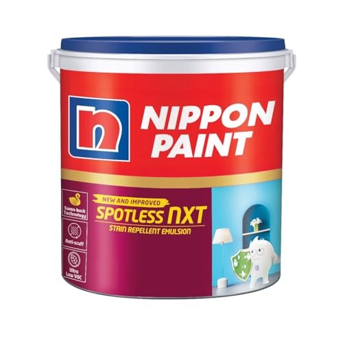 Nippon Paint Spotless NXT Premium Interior Emulsion Paint(10L, White, Soft Sheen)-Ultra Low VOC, Swan-back Stain Repellent Technology Safe for Kids-For Bedrooms, Kids, Dining, Living Rooms-10 Liter - Image 1