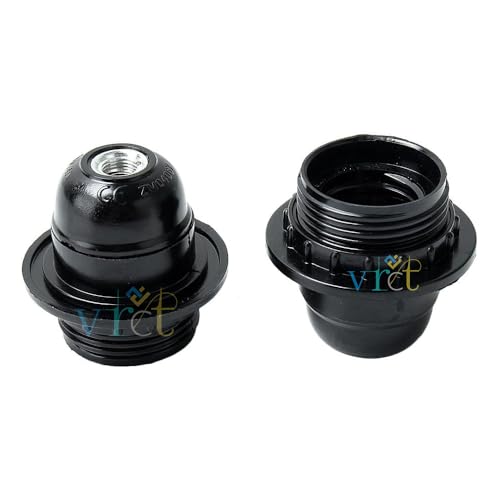 VRCT E27 Screw Light Bulb Lamp Holder Base Pendant Bulb Socket- Black, Pack of 2 - Image 4