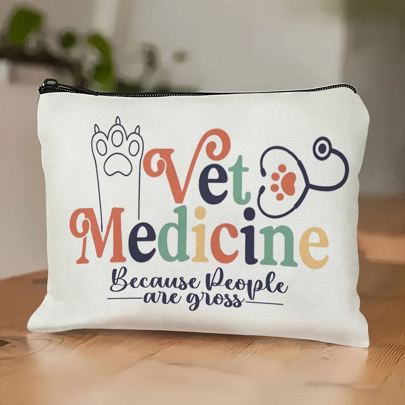 White Veterinarian Makeup Bag Vet Tech Gift Animal Rescue Gift For Women - Image 5