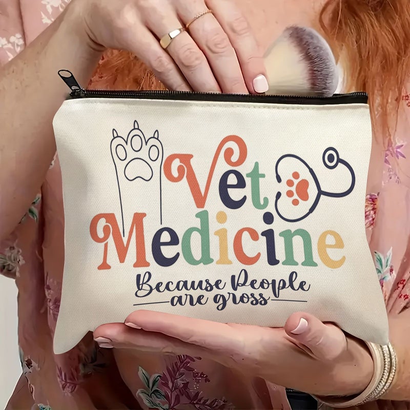 White Veterinarian Makeup Bag Vet Tech Gift Animal Rescue Gift For Women - Image 4