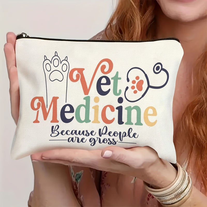 White Veterinarian Makeup Bag Vet Tech Gift Animal Rescue Gift For Women - Image 2