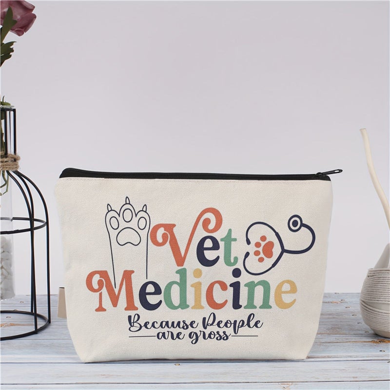 White Veterinarian Makeup Bag Vet Tech Gift Animal Rescue Gift For Women - Image 3