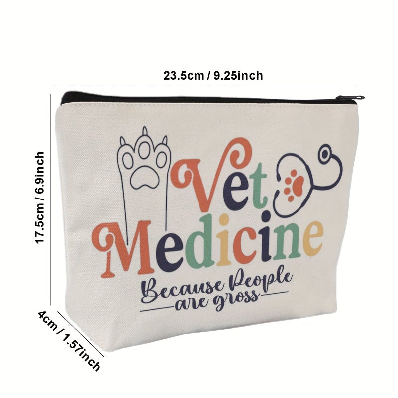 White Veterinarian Makeup Bag Vet Tech Gift Animal Rescue Gift For Women - Image 1