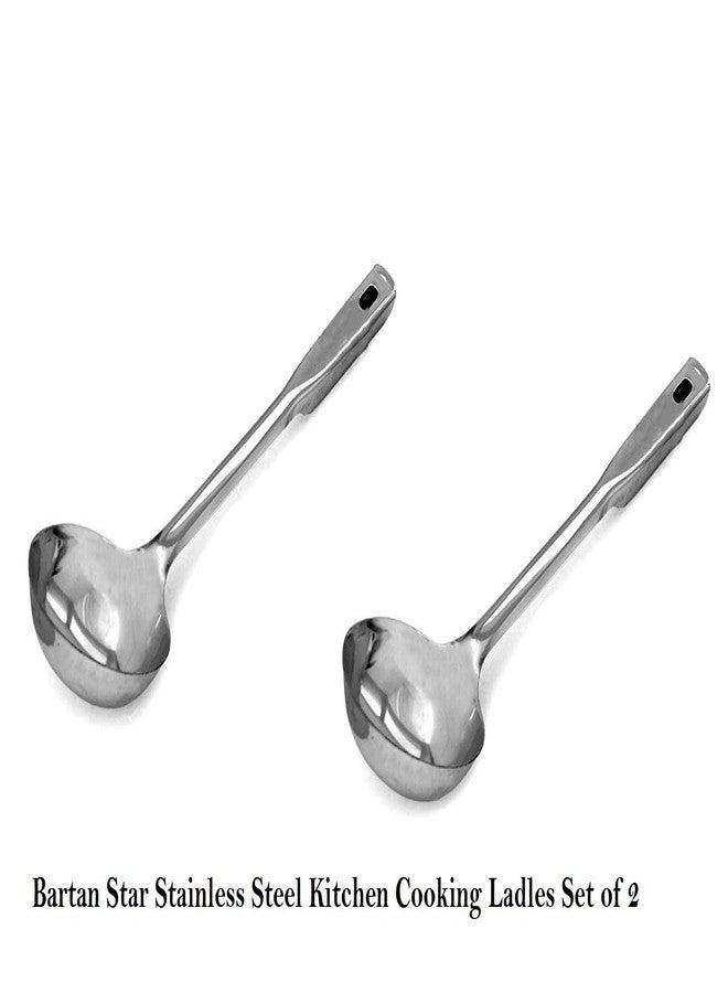 Bartan Star Stainless Steel Kitchen Cooking Ladles,Serving Spoons Set of 2 - Image 4