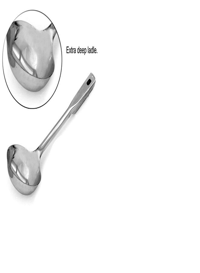 Bartan Star Stainless Steel Kitchen Cooking Ladles,Serving Spoons Set of 2 - Image 3