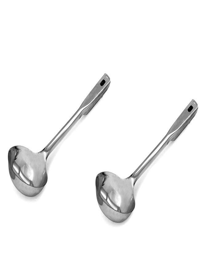 Bartan Star Stainless Steel Kitchen Cooking Ladles,Serving Spoons Set of 2 - Image 1