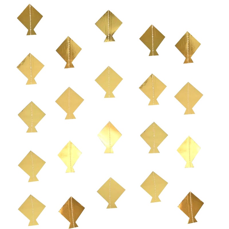 TOYXE Makar Sankranti Decoration Golden Kite Paper Frills Set of 4 Pieces | Hanging Garland Decoration Kites Decoration - Image 1