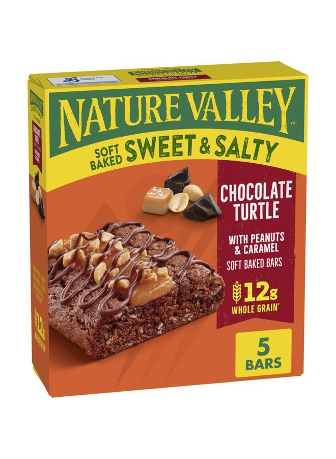 Nature Valley Soft Baked Sweet and Salty Bars, Chocolate Turtle, Made with Whole Grain, 5 Bars, 6.2 oz - Image 1