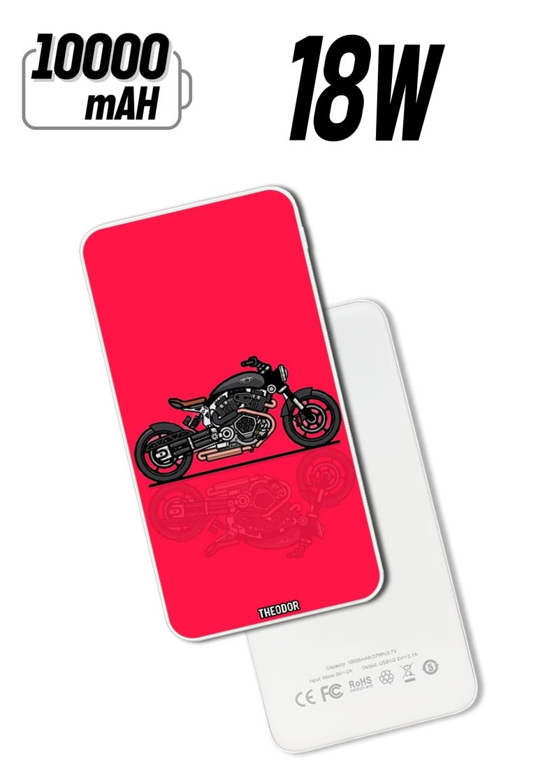Theodor 10,000 mAh Super Fast Charging Ultra Compact Power Bank with Quick Charge & Power Delivery, Portable Charger For iPhone and Android Sports Bike  - Image 1