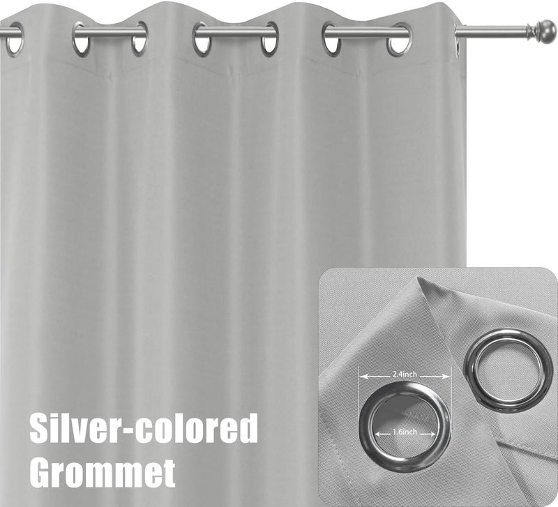 BONZER Waterproof Outdoor Curtains for Patio Porch Pergola Cabana Sunlight Blocking Privacy Grommet Indoor Curtain Panels for Bedroom Living Room, 1 Panel, 84W x 108L inch, Silver - Image 2