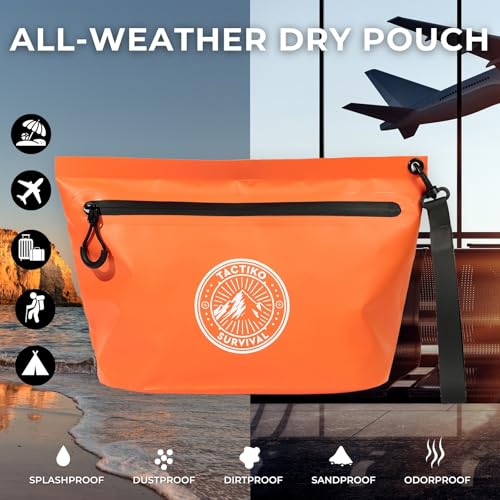 Tactiko Survival Tactiko 3L Water Resistant Pouch Waterproof Material with Splashproof Zipper Cosmetic Case for Storage Toiletries Travel Beach Cruise Home Orange - Image 3