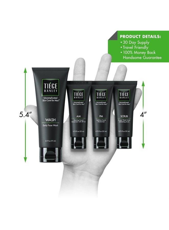 tiege hanley Essential Skin Care Routine for Men | Skin Care System Level 1 | Face Wash, Scrub, and Two Moisturizers | Made in USA | 30 Day Supply - Image 2