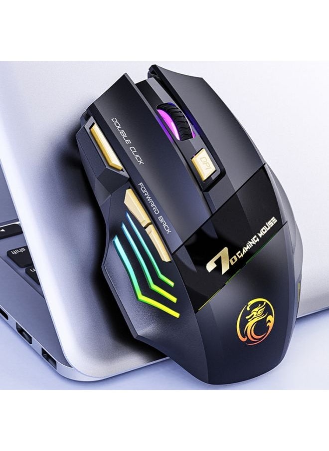 BURAQ iMICE GW-X7 2.4G + Bluetooth Dual Mode 7-button Silent Rechargeable Wireless Gaming Mouse with Colorful RGB Lights(Black)  - Image 3