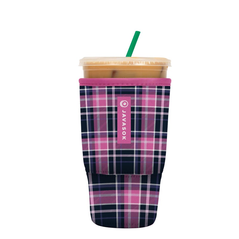 Sok It Java Sok Iced Coffee & Cold Soda Insulated Neoprene Cup Sleeve (Berry Plaid  Large: 30-32oz) - Image 1