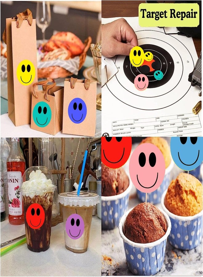 SMARSTICKER Color Yellow Happy Face Stickers - 2" Round Circle Christmas Teacher Kids Reward Labels - 500 Total Smiling Stickers - Image 5