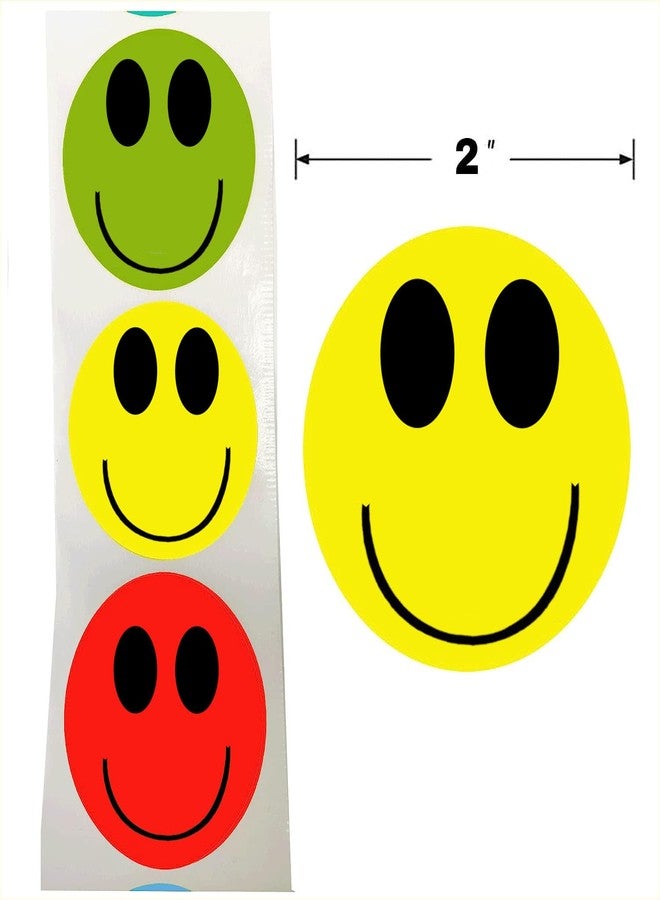SMARSTICKER Color Yellow Happy Face Stickers - 2" Round Circle Christmas Teacher Kids Reward Labels - 500 Total Smiling Stickers - Image 2