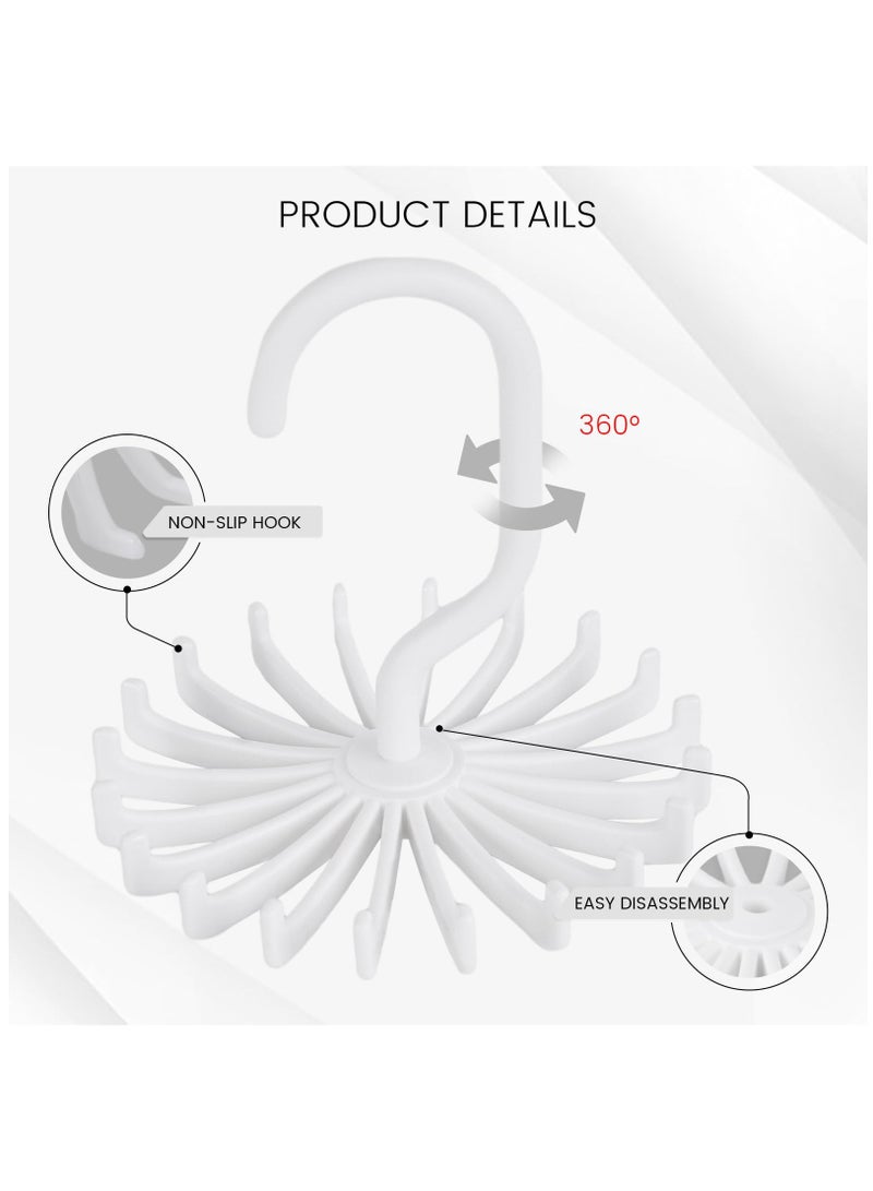 Suntown 4PCS Adjustable Twirl Tie Racks, 360 Degree Rotating Scarf Hanger Hanging Holder Storage Hook for Belt Bra Tank Top Tie Scarf White - Image 4