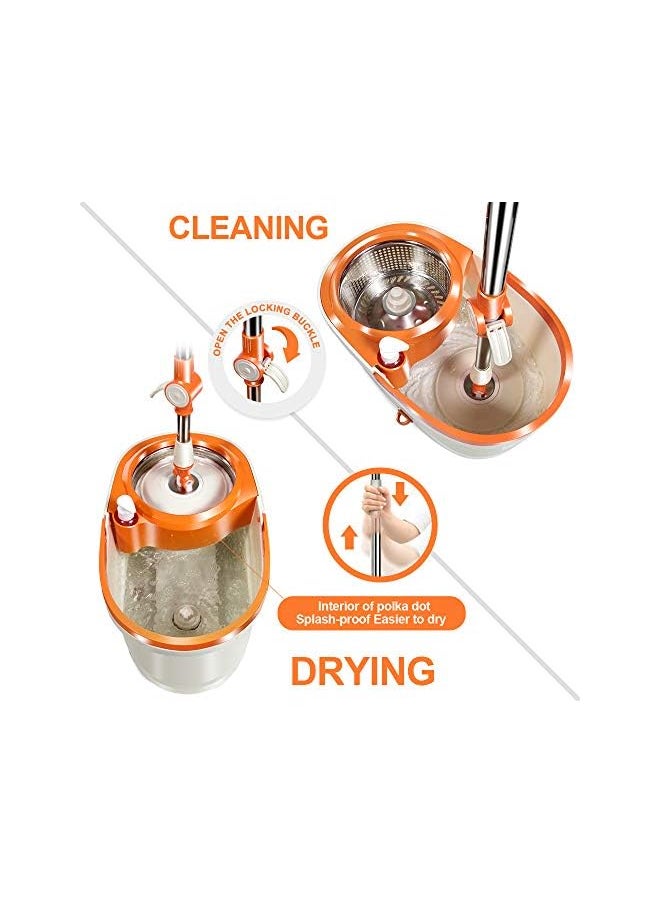 PROMASS - Spin Mop and Buckets Sets, Microfibre Flat Mop Bucket with Foot Pedal, Telescopic Handle & 5 Reusable Pads for Hardwood Laminate Tile Floors - Send 5 Cleaning Cloths - Image 1