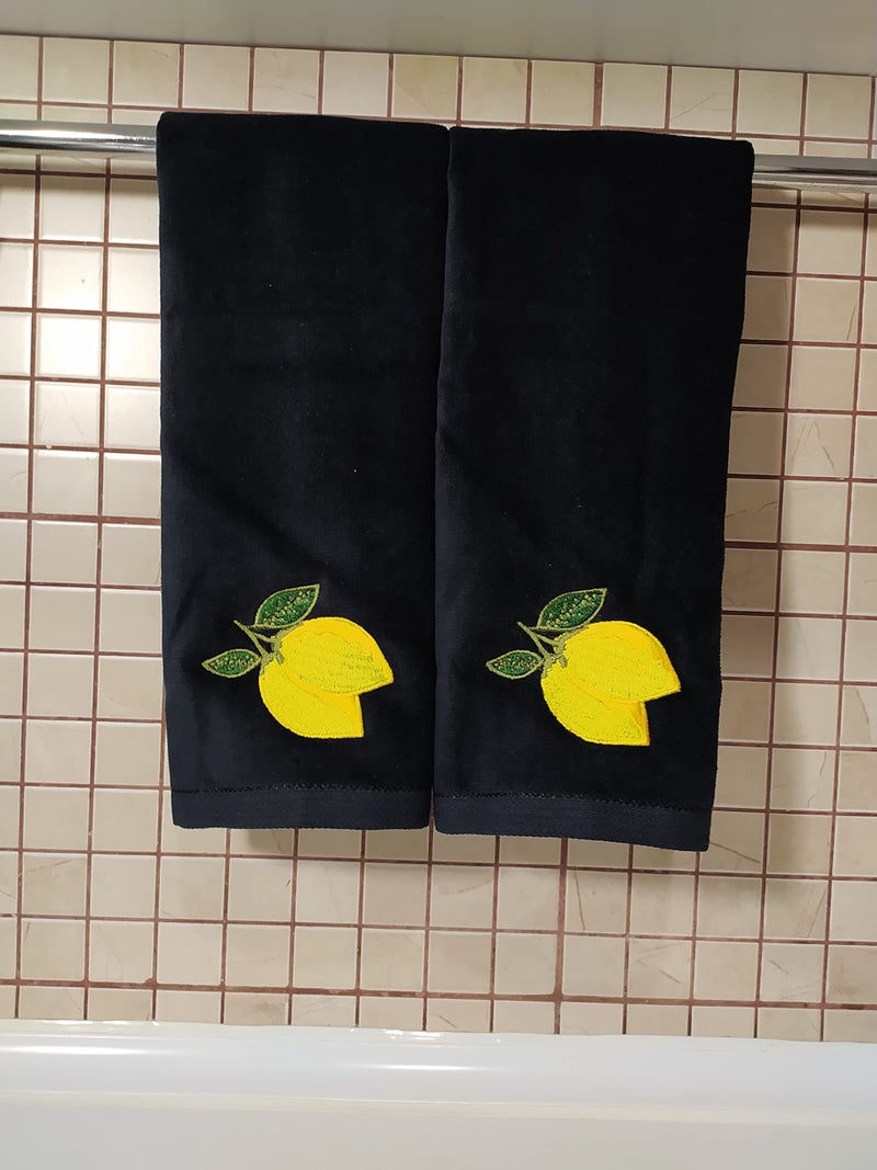 2 Pack Lemon Hand Towels  100% Soft Cotton  Basket Stuffers  (12X20 Inches) Decor Hand Towels Gift Packed  Decorative Hand Towels  Ideal for Kitchen and Bathroom Use (black1  2) - Image 4