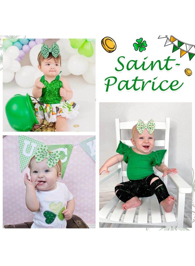 NCMAMA Hairband, 3 Pcs St. Patrick's Themed Cheer Bow Headbands for Baby Girls, One Size Fits All, Newborn and Infant, Green, Comfortable Nylon Fabric - Image 4