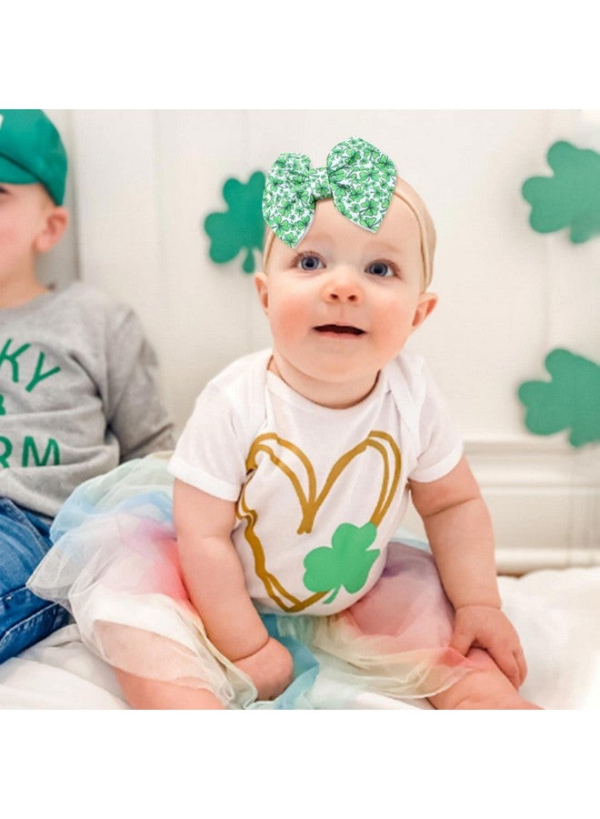 NCMAMA Hairband, 3 Pcs St. Patrick's Themed Cheer Bow Headbands for Baby Girls, One Size Fits All, Newborn and Infant, Green, Comfortable Nylon Fabric - Image 2