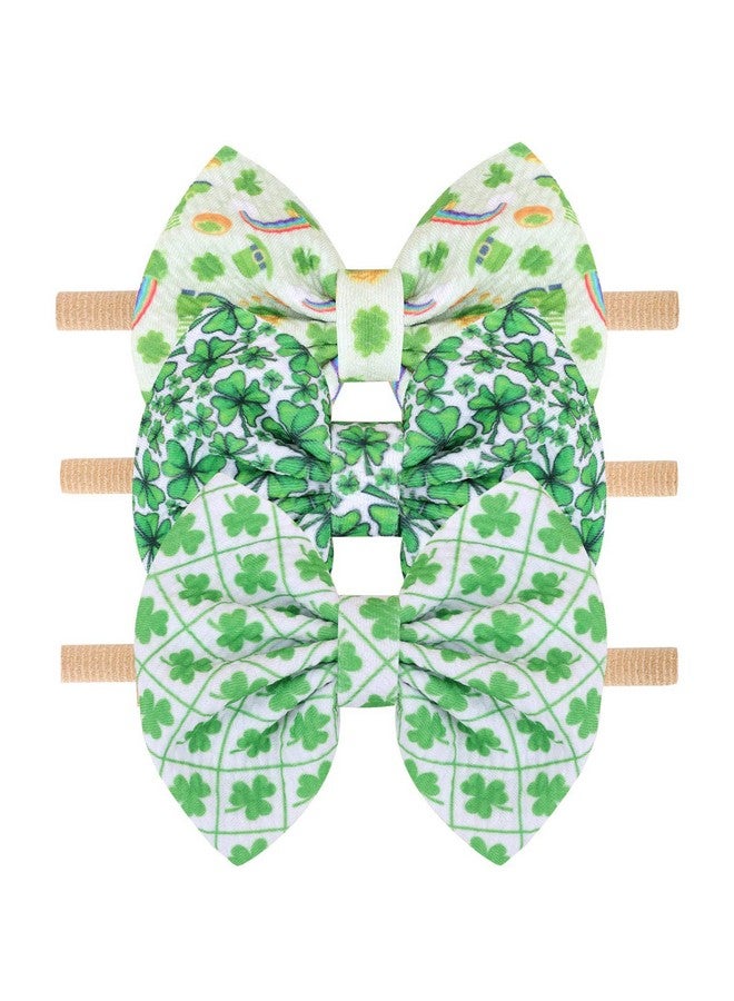 NCMAMA Hairband, 3 Pcs St. Patrick's Themed Cheer Bow Headbands for Baby Girls, One Size Fits All, Newborn and Infant, Green, Comfortable Nylon Fabric - Image 1