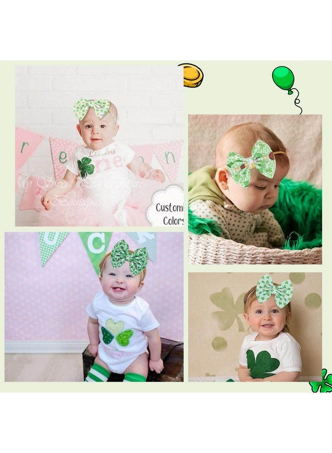 NCMAMA Hairband, 3 Pcs St. Patrick's Themed Cheer Bow Headbands for Baby Girls, One Size Fits All, Newborn and Infant, Green, Comfortable Nylon Fabric - Image 5