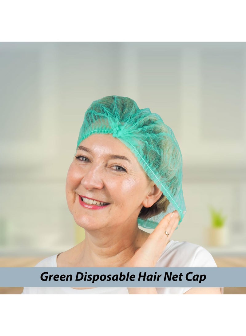 Estrico 100Pcs Disposable Hair Net Cap Bundle Food Hygiene Kitchen Catering Beauty 21 Inches Hair Covers Headwear Dustproof Non-Woven (Green) - Image 3