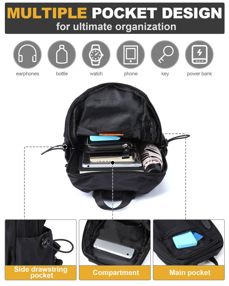 SEAFEW Medium Black Black Sling Bag for Men and Women - Sport Crossbody Backpack for Pickleball, Tennis, Racketball - Image 5