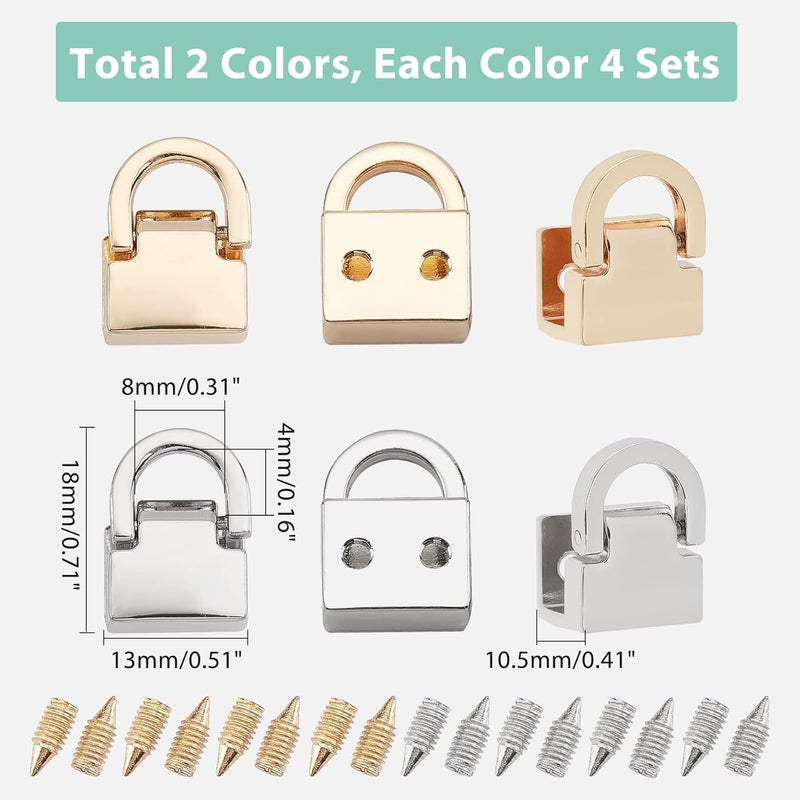 cheekyglo 8 Sets Metal Bag Suspension Clasp, 2 Colors Purse Side Clip Buckle Handbag Chain Strap Connector Hanger Buckles Shoulder Bag Clutch Lanyard Clasp DIY Leather Bag Making Hardware Accessories - Image 3