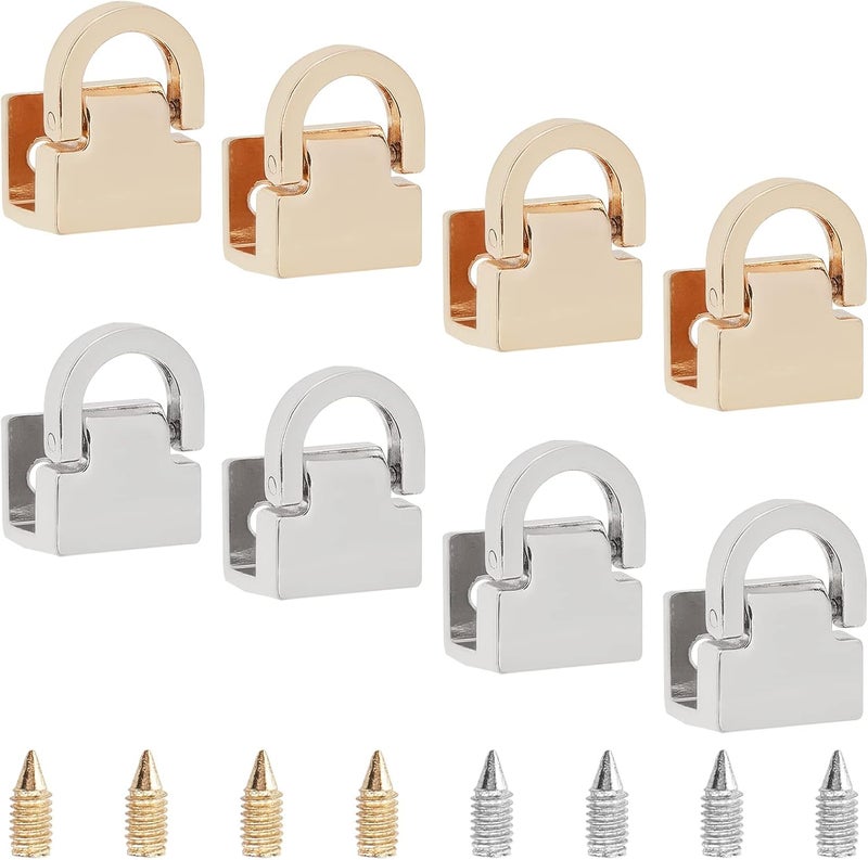 cheekyglo 8 Sets Metal Bag Suspension Clasp, 2 Colors Purse Side Clip Buckle Handbag Chain Strap Connector Hanger Buckles Shoulder Bag Clutch Lanyard Clasp DIY Leather Bag Making Hardware Accessories - Image 1