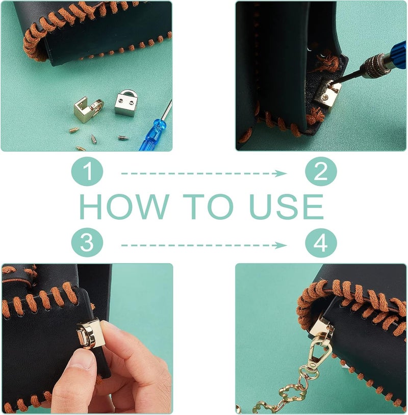 cheekyglo 8 Sets Metal Bag Suspension Clasp, 2 Colors Purse Side Clip Buckle Handbag Chain Strap Connector Hanger Buckles Shoulder Bag Clutch Lanyard Clasp DIY Leather Bag Making Hardware Accessories - Image 2