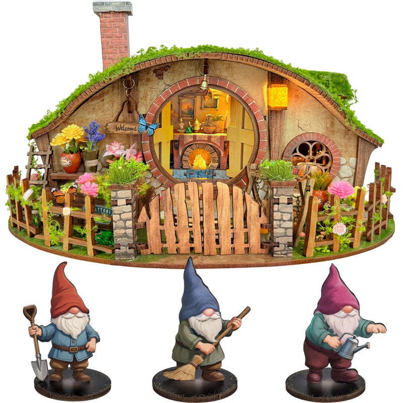 Miggley DIY Miniature House Kit Book Nook Mini House Bookshelf Decor 3D Wooden Puzzle for Adults Birthday Gift for Family Friends The Magic Ring House - Image 3