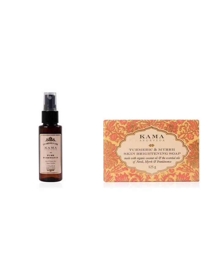 Kama Ayurveda Pure Rose 50Ml And Turmeric And Myrrh Skin Brightening Soap 125G - Image 1